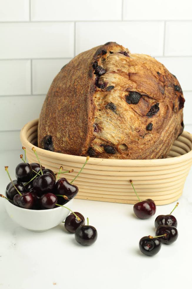 cherry chocolate sourdough baked