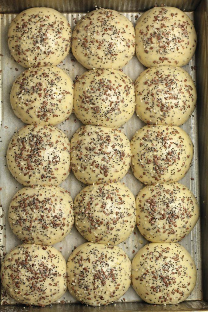 egg wash and sprinkle with seeds