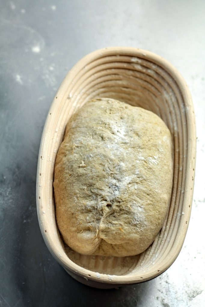 shaped dough in basket