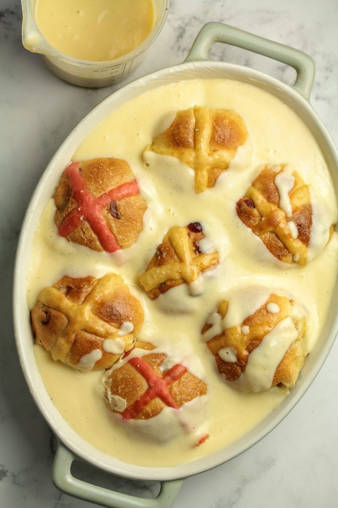 pour the custard