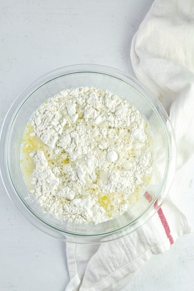 add the water to flour