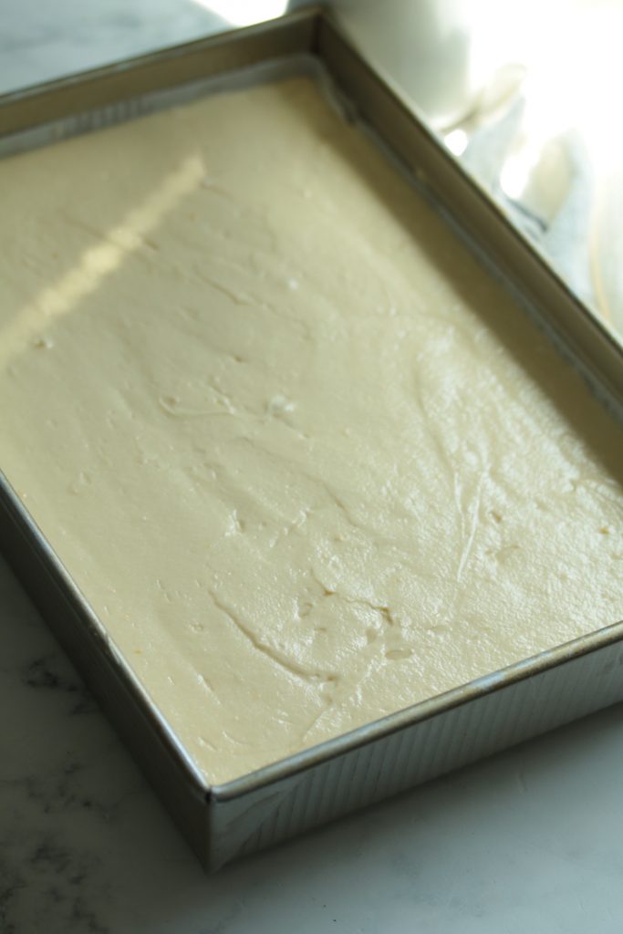 cake batter in pan