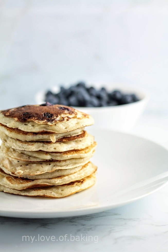 sourdough blueberry coconut pancakes
