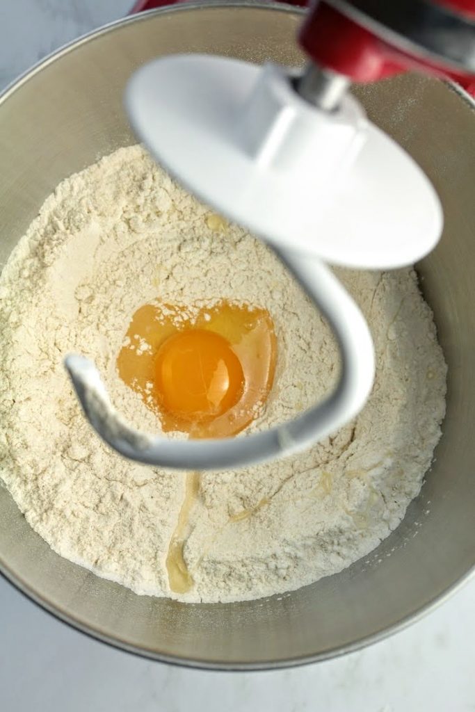 place flour in the mixer