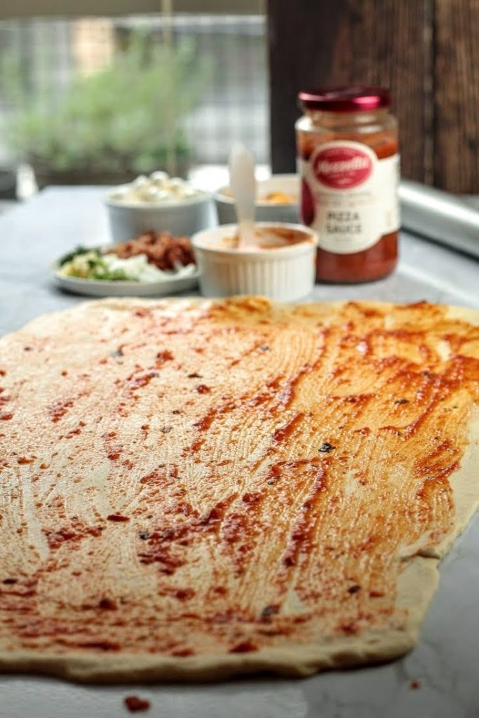 spread with sauce